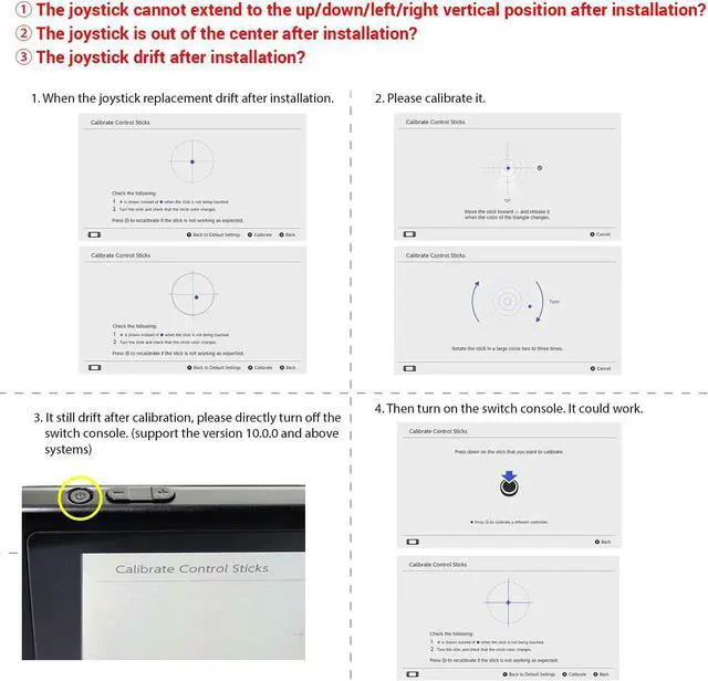 Alt view image 7 of 7 - JoyCon Replacement 4 Pack, Analog Thumb Stick for Switch Joy-Con Controller & Switch Lite, Left/Right Analog Joystick with Thumbstick Grips & Screws