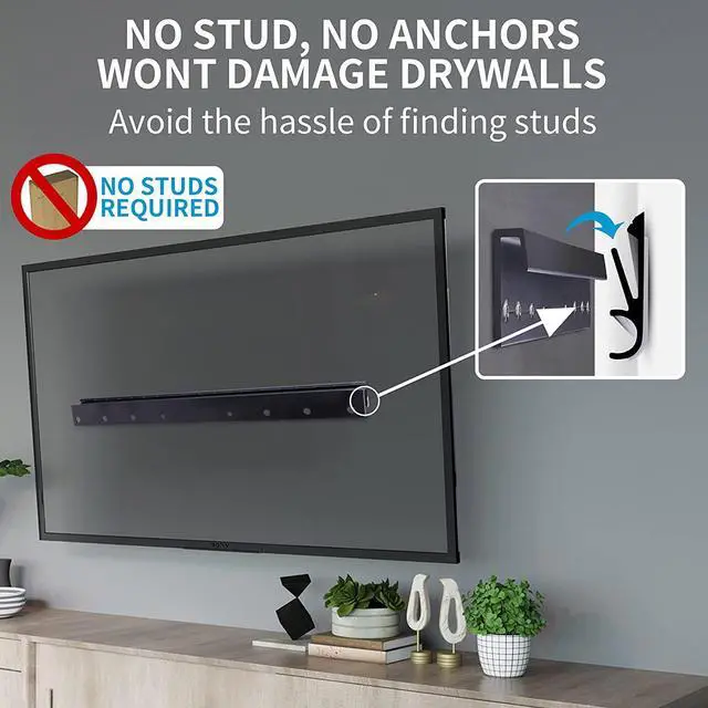 Alt view image 5 of 5 - Studless Drywall TV Mount for 12-55 inch TVs, No Stud TV Wall Bracket Max VESA 400x400mm up to 100 lbs Universal Fits Most LED LCD Plasma Flat/Curved Screen TVs & Monitors