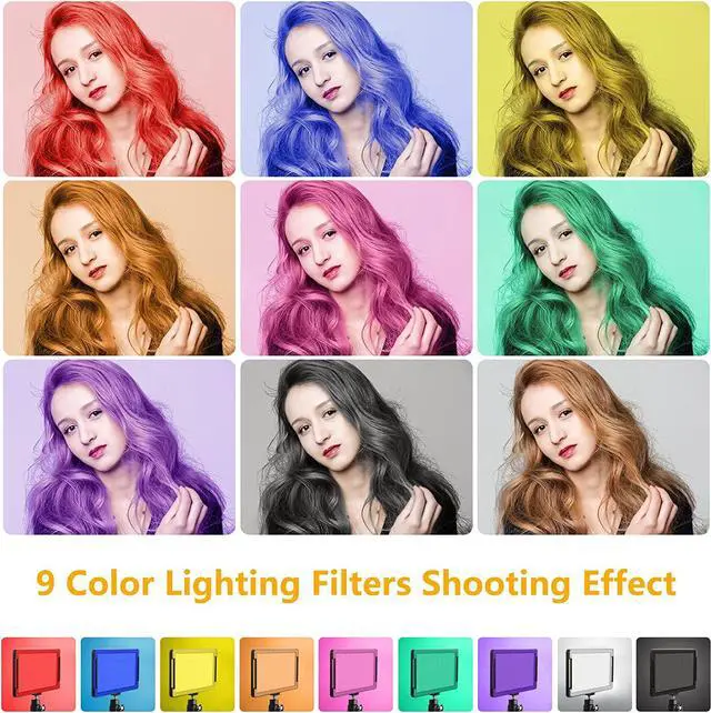 Alt view image 4 of 7 - 2 Pack 70 LED Video Light with 61.42'' Tripod Stand/Color Filters, Obeamiu 5600K USB Studio Lights Shooting Kit for Photography Lighting, Zoom Call Lighting, Live Streaming, Video Conferencing