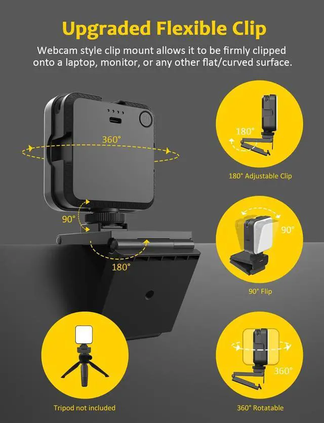 Alt view image 5 of 7 - NexiGo Glow Light for Streamers, Enhanced Video Conference Lighting Kit with Webcam Style Clip, Built-in Battery, Dimmable & Rechargeable, for Streaming, Photography, Vlogging