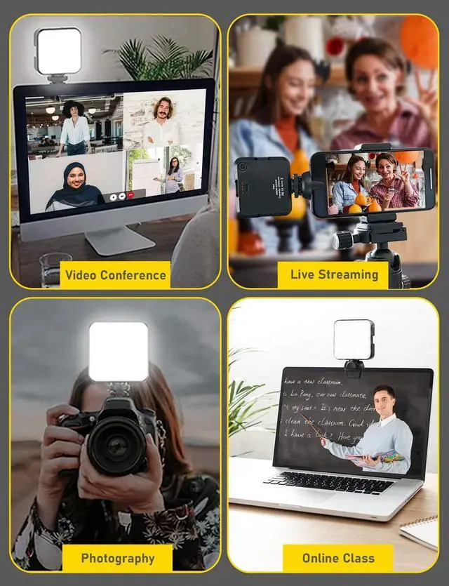 Alt view image 7 of 7 - NexiGo Glow Light for Streamers, Enhanced Video Conference Lighting Kit with Webcam Style Clip, Built-in Battery, Dimmable & Rechargeable, for Streaming, Photography, Vlogging