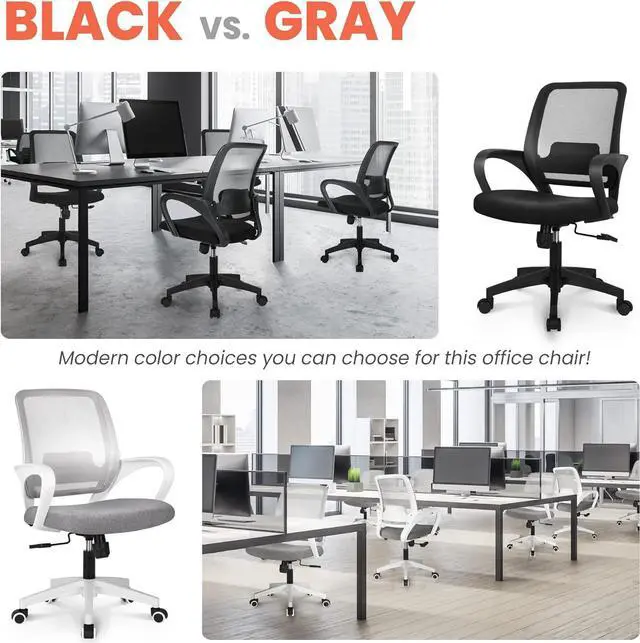 Alt view image 6 of 7 - NEO CHAIR Office Chair Ergonomic Desk Chair Mesh Computer Chair Lumbar Support Modern Executive Adjustable Rolling Swivel Chair Comfortable Mid Black Task Home Office Chair (Black)