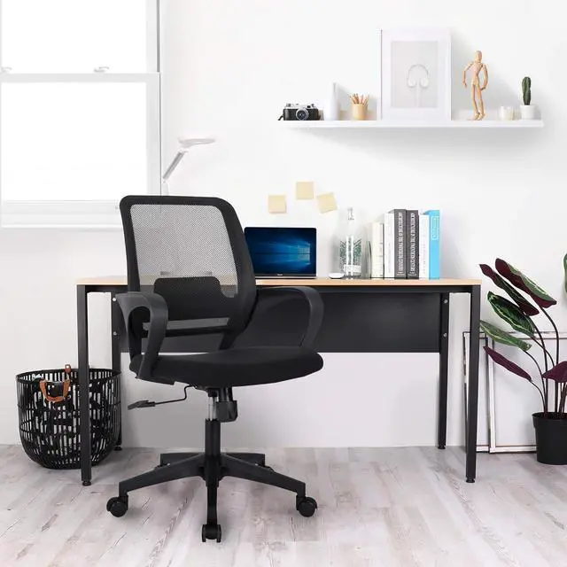 Alt view image 7 of 7 - NEO CHAIR Office Chair Ergonomic Desk Chair Mesh Computer Chair Lumbar Support Modern Executive Adjustable Rolling Swivel Chair Comfortable Mid Black Task Home Office Chair (Black)