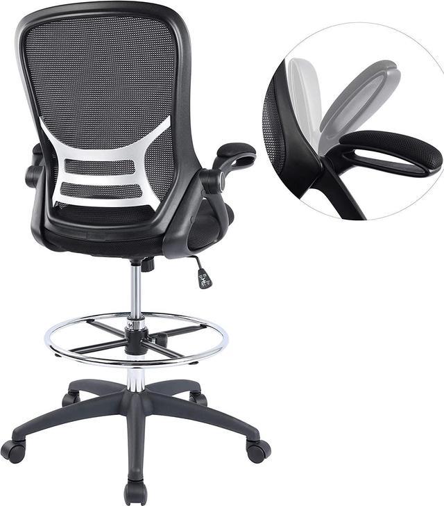 High Back Mesh Ergonomic Drafting Chair Tall Office Chair Standing Desk Stool with Adjustable Foot Ring and Flip Up Arms Black Newegg