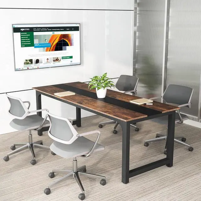 Alt view image 4 of 7 - Tribesigns Modern Computer Desk, 70.8 x 31.5 inch Large Office Desk Computer Table Study Writing Desk Workstation for Home Office, Rustic/Black