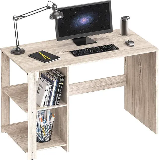 Main image of SHW Home Office Computer Desk with Shelves, Maple