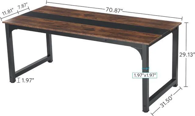 Alt view image 3 of 7 - Tribesigns Modern Computer Desk, 70.8 x 31.5 inch Large Office Desk Computer Table Study Writing Desk Workstation for Home Office, Rustic/Black
