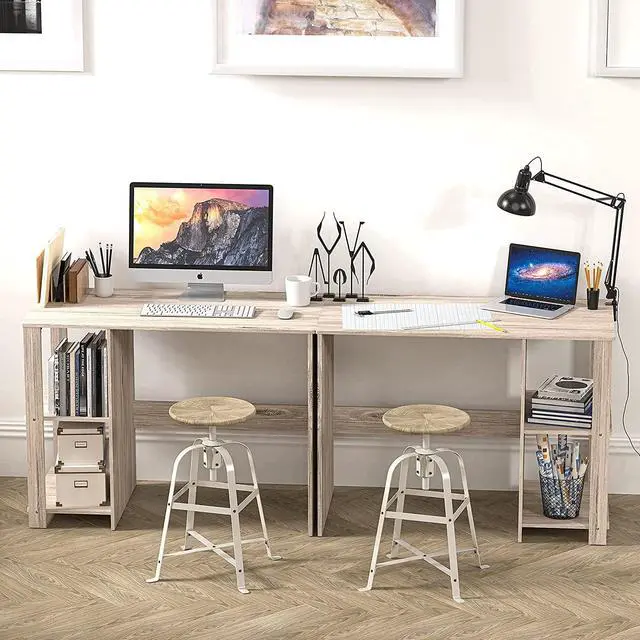 Alt view image 6 of 7 - SHW Home Office Computer Desk with Shelves, Maple