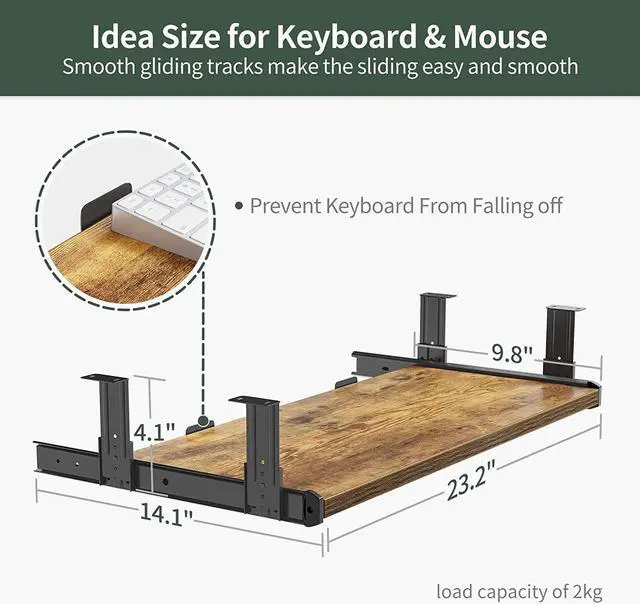Alt view image 3 of 7 - Standing Desk with Keyboard Tray, 48 × 24 Inches Electric Height Adjustable Desk, Sit Stand Up Desk, Computer Office Desk, Rustic Brown