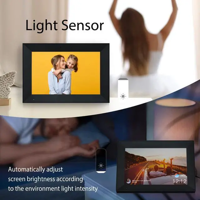 Alt view image 3 of 7 - Digital Photo Frame 10.1 Inch WiFi Digital Picture Frame IPS HD Touch Screen Smart Cloud Photo Frame with 16GB Storage, Auto-Rotate, Easy Setup to Share Photos or Videos Remotely via AiMOR APP (Black)