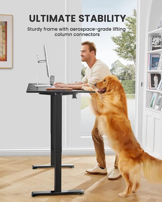 Alt view image 2 of 7 - ErGear Height Adjustable Electric Standing Desk, 55 x 28 Inches Sit Stand up Desk, Memory Computer Home Office Desk (Black)