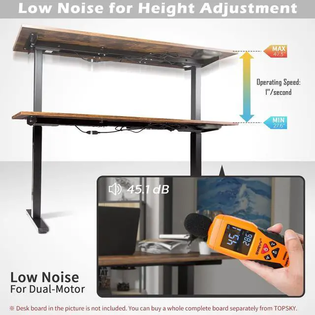 Alt view image 3 of 7 - TOPSKY Dual Motor Electric Adjustable Standing Computer Desk for Home and Office (Black Frame only)