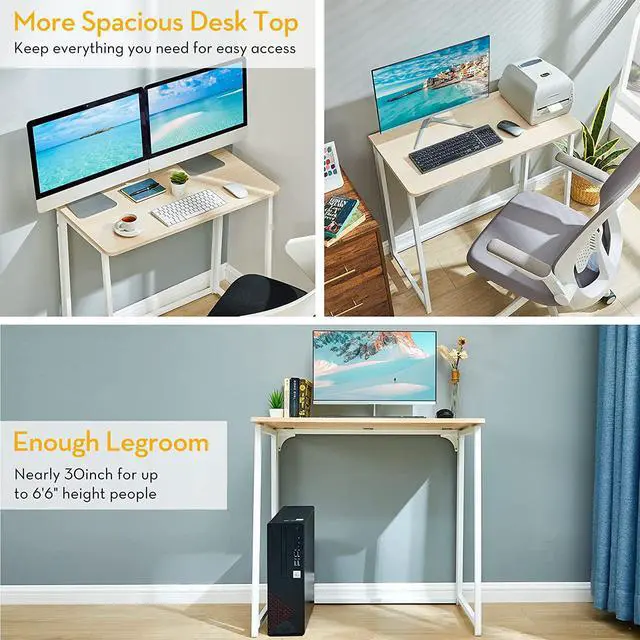 Alt view image 7 of 7 - WOHOMO Folding Desk, Small Foldable Desk 31.5" for Small Spaces, Space Saving Computer Table Writing Workstation for Home Office, Easy Assembly, Oak