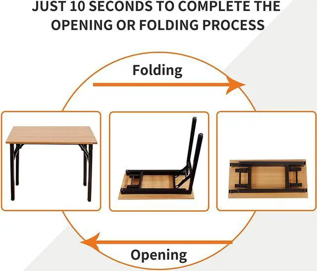 Alt view image 3 of 6 - Need Folding Desk Small Desk 31 1/2" No Assembly Foldable Computer Desk for Small Space/Home Office/Dormitory,Teak&Black Frame