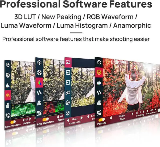 Alt view image 3 of 7 - PT5 II Touchscreen Camera Field Monitor 5 inch 4K30P Input/Output Wide Color Gamut New Peaking 3D LUT Video Assist Luma RGB Waveform for DSLR