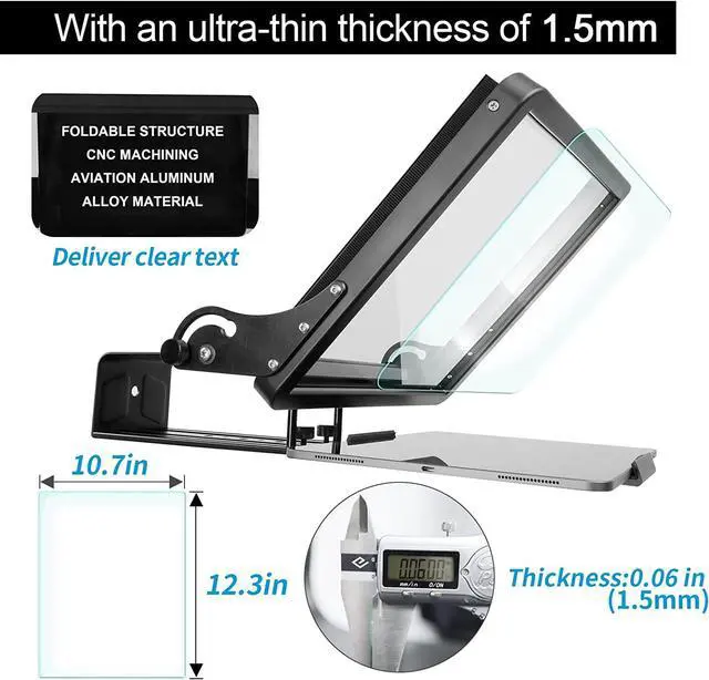 Alt view image 3 of 7 - CANALHOUT 16" Universal Teleprompter with Remote Control, Fit All Tablets/iPad, Video Camera/DSLR, Pre-Assembled, 70/30 Beam Splitting Glass with Waterproof Tote, Speech and Video Creation