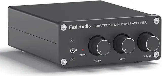 Main image of Fosi Audio TB10A 2 Channel Stereo Audio Amplifier Receiver Mini Hi-Fi Class D Integrated Amp 2.0CH for Home Speakers 100W x 2 with Bass and Treble Control TPA3116(with Power Supply)