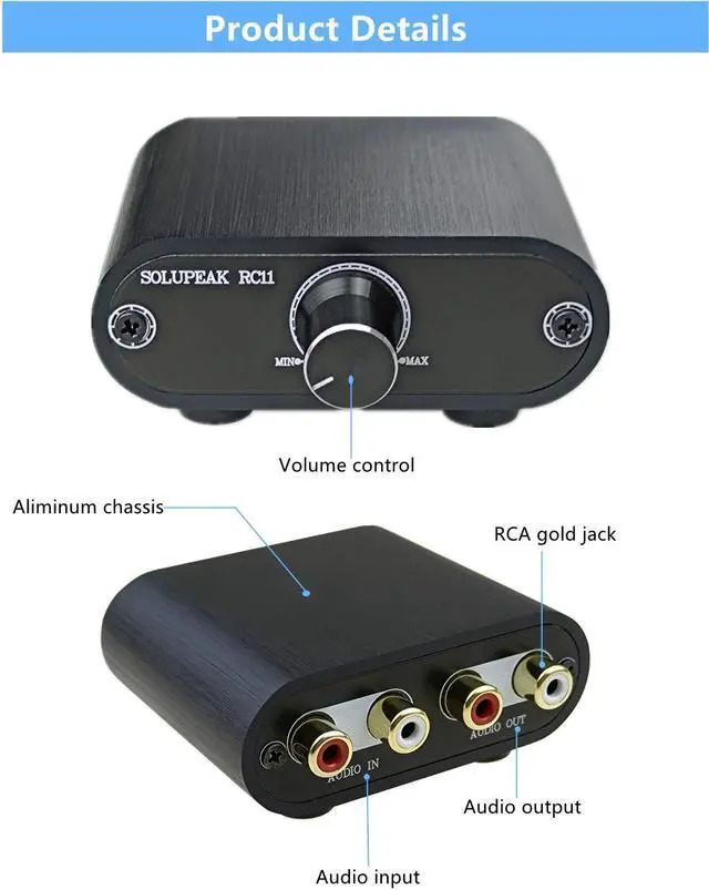 Alt view image 4 of 7 - TENEALAY RCA Audio Volume Controller, line Volume Control Box, Mini attenuator knob -RC11