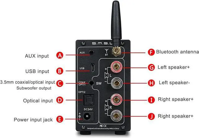 Alt view image 3 of 7 - AD18 Audio HiFi Stereo Amplifier with Bluetooth 4.2 Supports Apt-X,USB DSP Full Digital Power Amplifier 2.1 Small 80Wx2 Class D Amplifier with Subwoofer Output