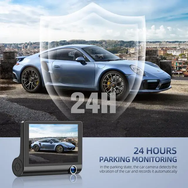Alt view image 2 of 7 - Dash-Cam-Front-and-Inside Video Recorder Rear Camera 1080P Dashcam with 4 inches, Super Night Vision, 170°Wide Angle, Loop Recording, G-Sensor, Parking Monitor, Motion Detection, with 32GB Card
