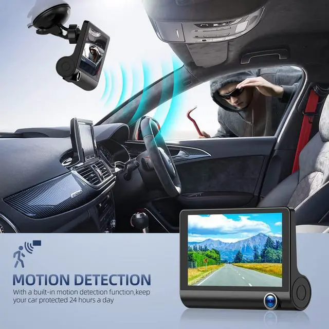 Alt view image 6 of 7 - Dash-Cam-Front-and-Inside Video Recorder Rear Camera 1080P Dashcam with 4 inches, Super Night Vision, 170°Wide Angle, Loop Recording, G-Sensor, Parking Monitor, Motion Detection, with 32GB Card