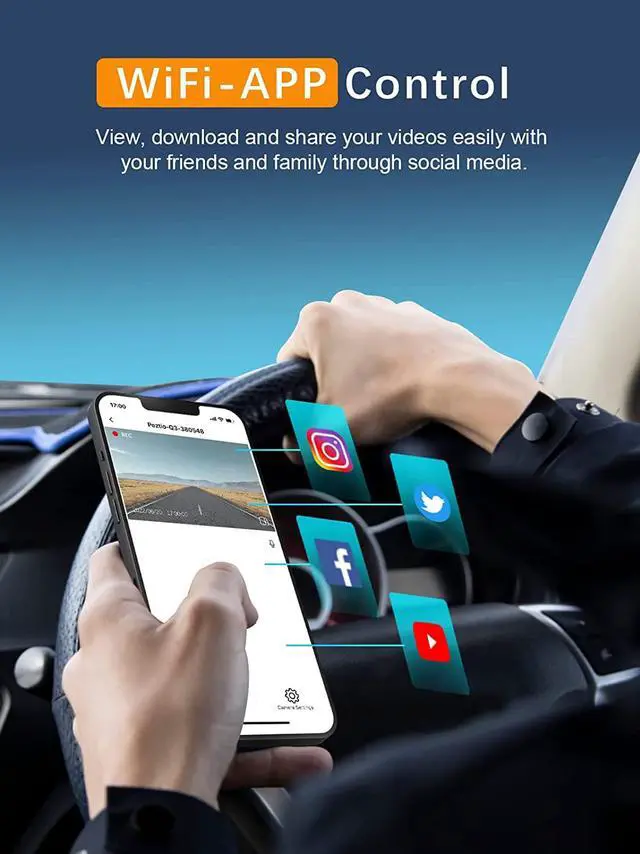 Alt view image 4 of 7 - Dash Cam WiFi FHD 1080P Car Camera, Front Dash Camera for Cars, Mini Dashcams for Cars with Night Vision, 24 Hours Parking Mode, WDR, Loop Recording, G-Sensor, APP, Support 128GB Max