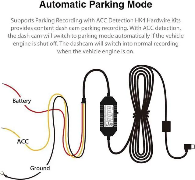 Alt view image 5 of 7 - VIOFO HK4 Acc Hardwire Kit, USB-C Hard Wire Kit for A329 series/A229 series/A119Mini2/A139Pro/WM1/T130 Dash Cam, Low Voltage Protection for Parking Mode