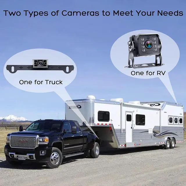 Alt view image 6 of 7 - RV Backup Camera Plug and Play - No Delays 7 Inch HD 1080P Rear View Camera with IR Night Vision 2 Channels - Waterproof Reverse Camera for Truck Trailer Camper Tractor Y14