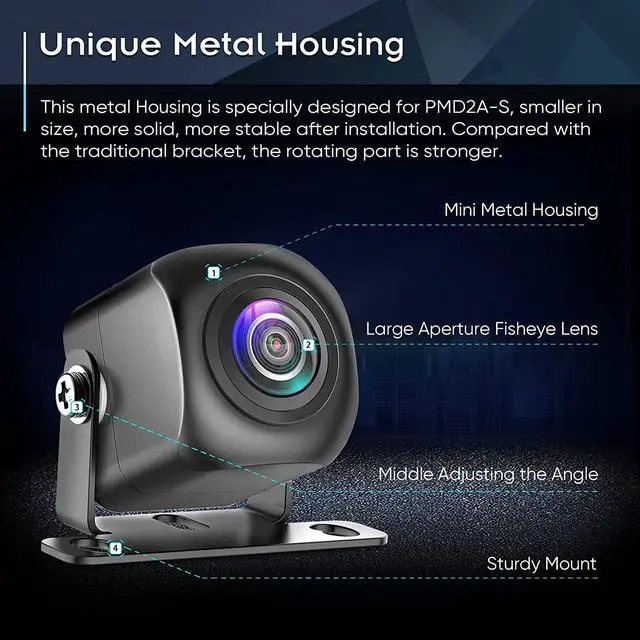 Alt view image 2 of 7 - PixelMan Backup Camera,AHD 1080P Metal 170 Degree Wide Angle Rearview Reversing Camera,PMD2A-S Clear Night Vision IP69 Waterproof Reverse Rear View Camera for Car Vehicle SUV RV