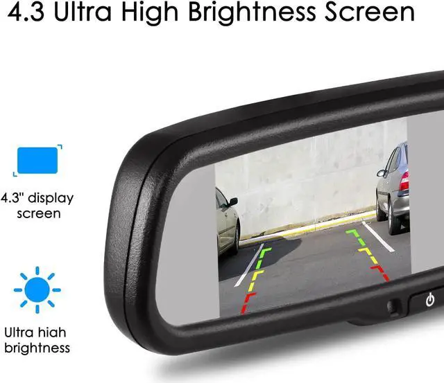 Alt view image 3 of 7 - Rear View Mirror Camera with 4.3 Monitor: Super Night Vision OEM Rearview Mirror Backup Camera with IP 68 Waterproof Back Up Camera for Car, Rearview Mirror for Parking & Driving Safety AUTO-VOX T2