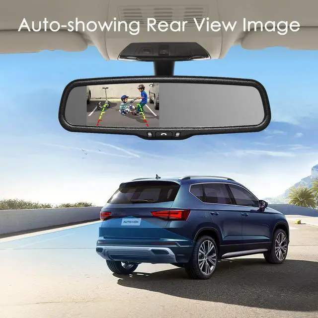 Alt view image 4 of 7 - Rear View Mirror Camera with 4.3 Monitor: Super Night Vision OEM Rearview Mirror Backup Camera with IP 68 Waterproof Back Up Camera for Car, Rearview Mirror for Parking & Driving Safety AUTO-VOX T2