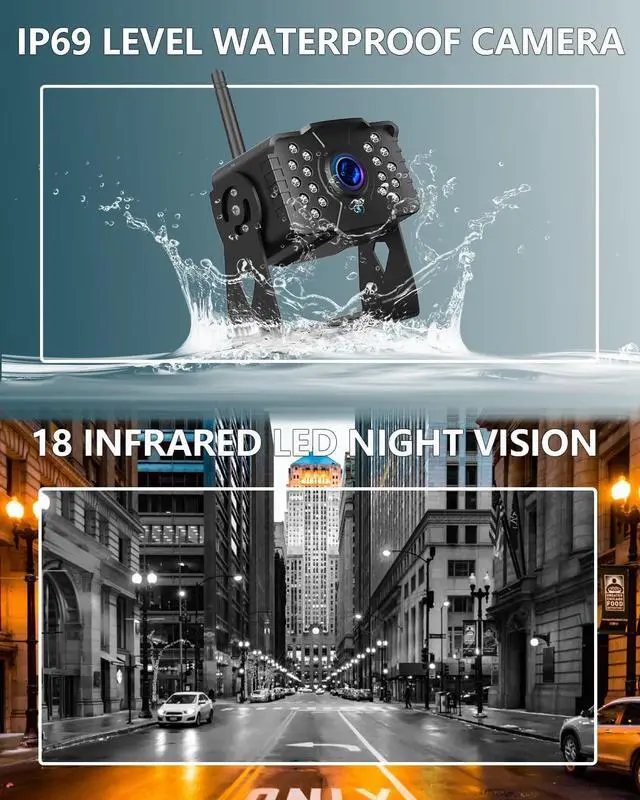 Alt view image 5 of 7 - FHD 1080P 2 Digital RV Wireless Backup Camera System for RV Trailer Truck Bus Motorhomes 5th Wheels 4CH 7'' Monitor Highway Monitoring System IP69K Waterproof Super Night Vision Strong Signal