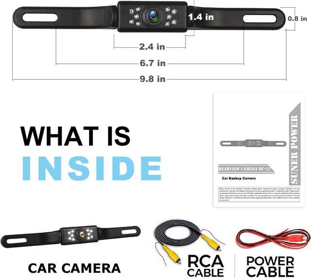 Alt view image 7 of 7 - Car Backup Camera HD Night Vision Rear View Camera License Plate Camera with 9 LED Lights, Font & Rear Camera, Wide View Angle, IP69K Waterproof Reverse Camera for Cars,SUV,Trucks,RV, Pickup