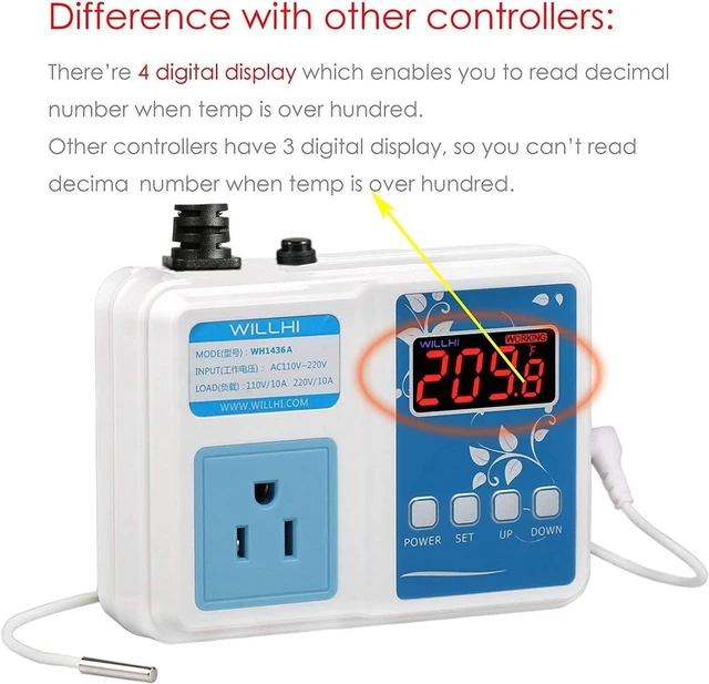 Alt view image 6 of 7 - WH1436A 10A Temperature Controller 110V