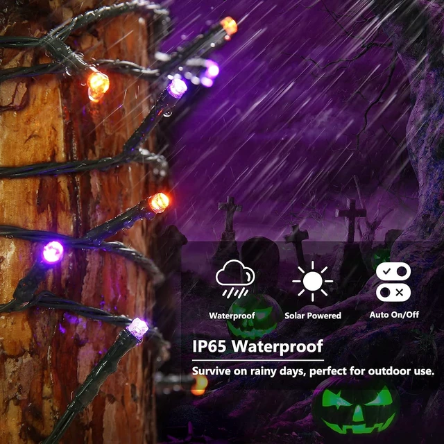 Alt view image 5 of 7 - Joomer Orange Purple Halloween Solar Lights, 2Pack Total 144FT 400LED