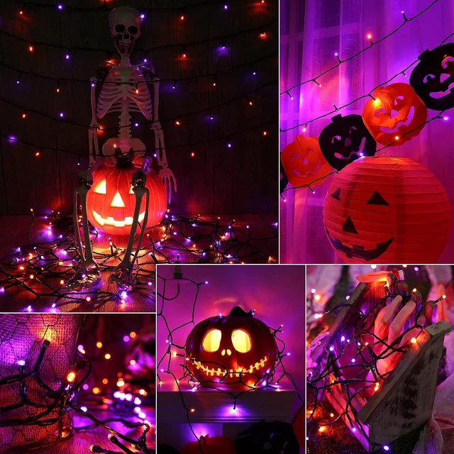 Alt view image 6 of 7 - Joomer Orange Purple Halloween Solar Lights, 2Pack Total 144FT 400LED