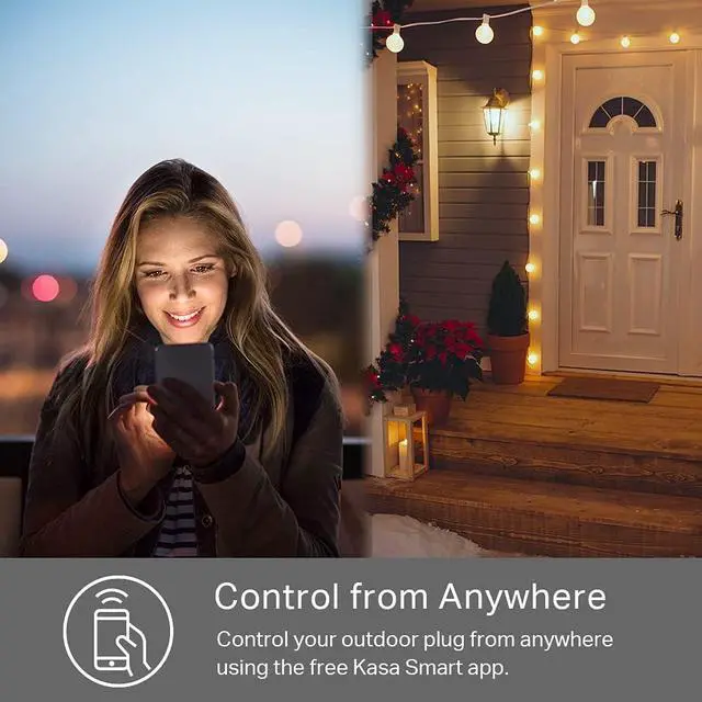 Alt view image 6 of 6 - Kasa Outdoor Smart Plug, Smart Home Wi-Fi Outlet with 2 Sockets, IP64 Weather Resistance, Compatible with Alexa, Google Home & IFTTT, No Hub Required, ETL Certified(EP40), Black