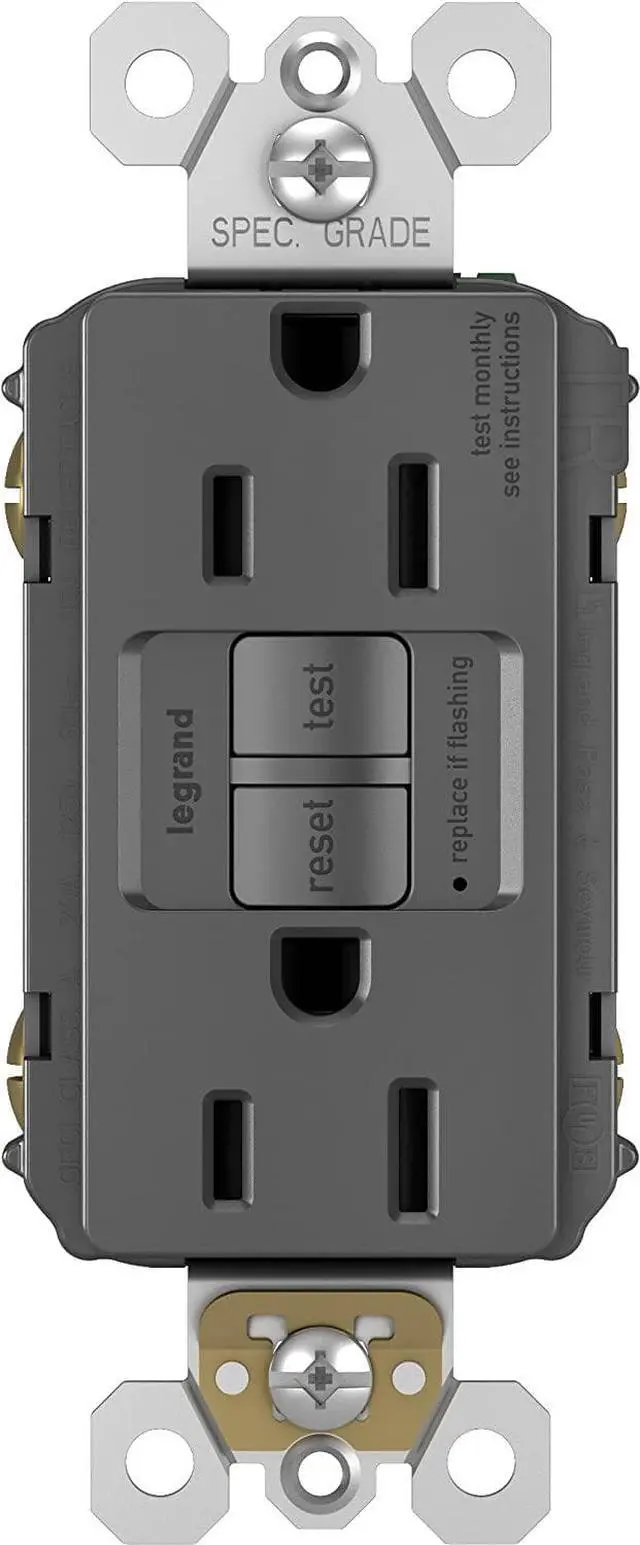 Main image of Legrand radiant 1597BKCCD12 15 Amp GFCI Self Test Decorator Duplex Outlet, Black (1 Count)