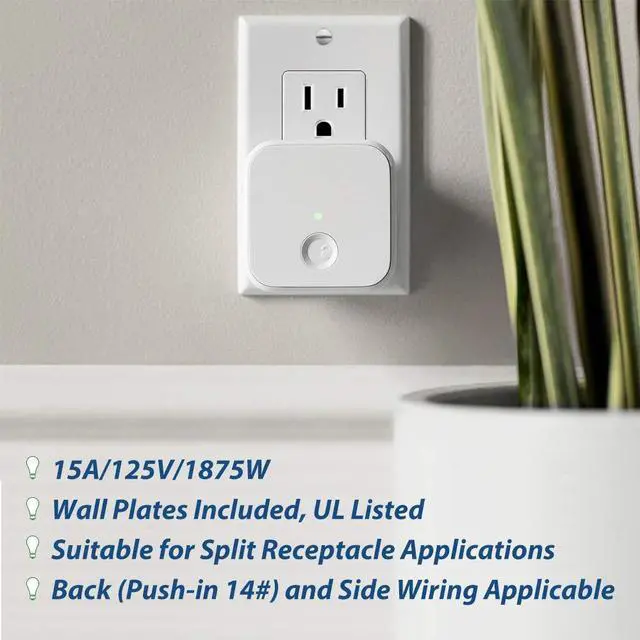 Alt view image 2 of 6 - ELECTECK 20 Pack Standard Decorator Electrical Wall Receptacle Outlet, 15A 125V, 2 Pole 3 Wire, Non-Tamper Resistant, Wallplate Included, Residential and Commercial Use, UL Listed, White