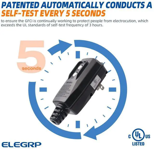 Alt view image 2 of 5 - ELEGRP G1215PM2 G20PMSR Patented Auto-Monitoring GFCI Replacement Plug Assembly, Manual Reset 15 Amp Non-Grounded 2 Wires 2-Prongs for Power Tools, Lawn Equipment etc, UL Listed, 1 Pack, Black