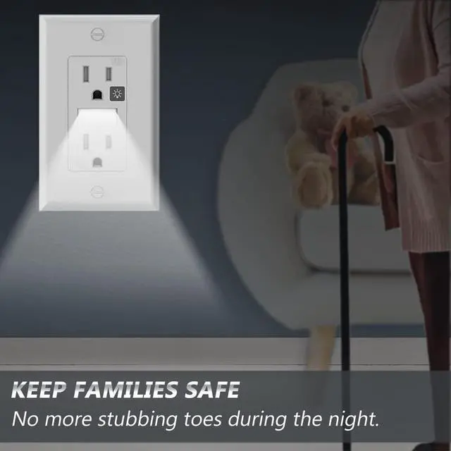 Alt view image 3 of 7 - SOZULAMP White Outlets Receptacles with Night Light,Electrical Tamper Resistant Wall Outlet 15 Amp 125Volt, Nightlight Wall Outlet with Covers Wall Plate(10 Pack)