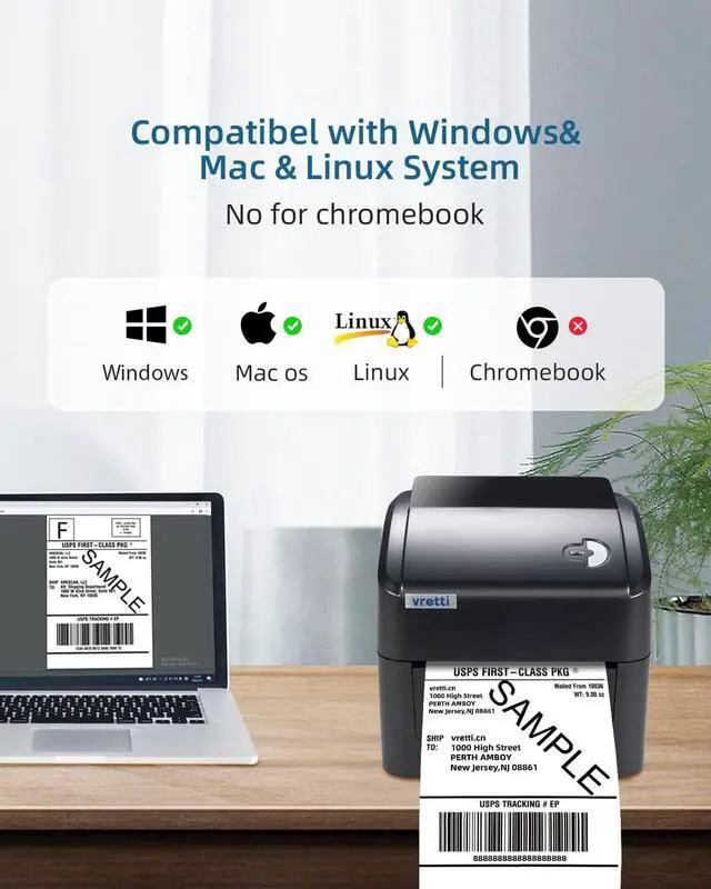 Alt view image 4 of 7 - Shipping Label Printer, VRETTI Thermal Label Printer for Shipping Packages, 4x6 Barcode Label Printer Compatible with Windows & Mac System, Label Maker Machine for Small Business UPS Ebay Amazon