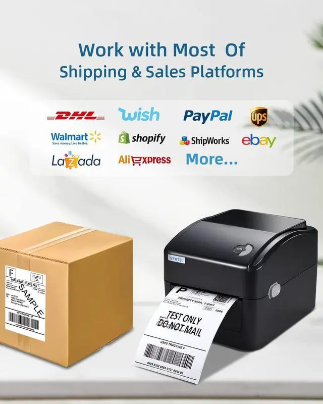 Alt view image 6 of 7 - Shipping Label Printer, VRETTI Thermal Label Printer for Shipping Packages, 4x6 Barcode Label Printer Compatible with Windows & Mac System, Label Maker Machine for Small Business UPS Ebay Amazon