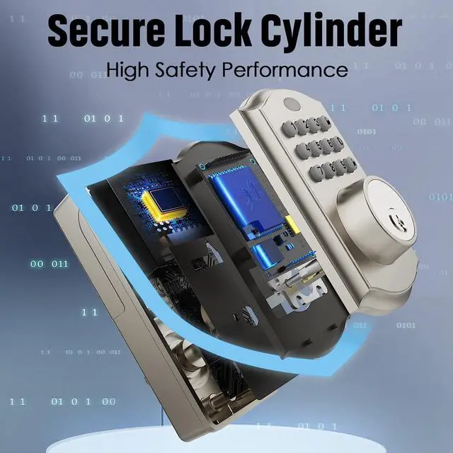Alt view image 2 of 7 - Keyless Entry Deadbolt Lock - Electronic Door Lock with Keypad, Smart Deadbolt Lock with Auto Lock, Security Waterproof Smart Lock Easy Install Ideal for Front Door, Home Use, Apartment - ELAMOR M19