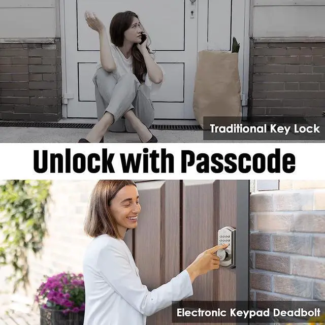 Alt view image 3 of 7 - Keyless Entry Deadbolt Lock - Electronic Door Lock with Keypad, Smart Deadbolt Lock with Auto Lock, Security Waterproof Smart Lock Easy Install Ideal for Front Door, Home Use, Apartment - ELAMOR M19
