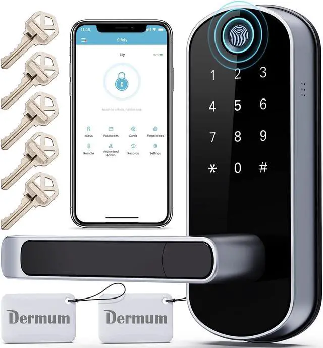 Main image of Smart Lock, Keyless Entry Door Lock, Smart Door Lock, Smart Lock for Front Door, Door Lock with Keypad, Fingerprint Door Lock, Biometric Door Lock, Digital Door Lock (Silver)