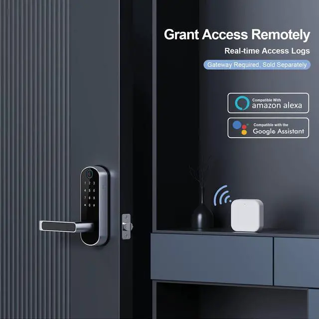 Alt view image 3 of 7 - Smart Lock, Keyless Entry Door Lock, Smart Door Lock, Smart Lock for Front Door, Door Lock with Keypad, Fingerprint Door Lock, Biometric Door Lock, Digital Door Lock (Silver)