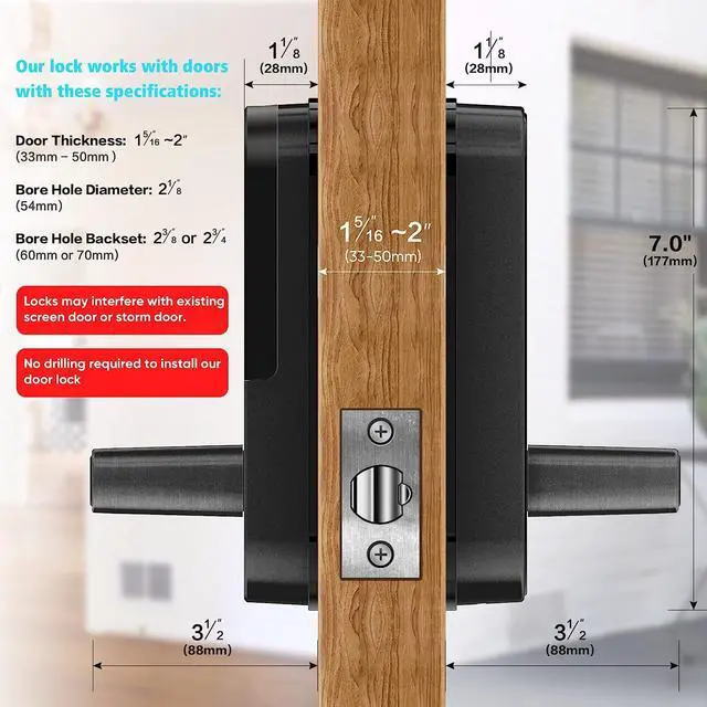 Alt view image 5 of 7 - Smart Lock, Keyless Entry Door Lock, Smart Door Lock, Smart Lock for Front Door, Keyless Door Lock, Fingerprint Door Lock, Biometric Door Lock, Keypad Door Lock, Digital Door Lock (Black)