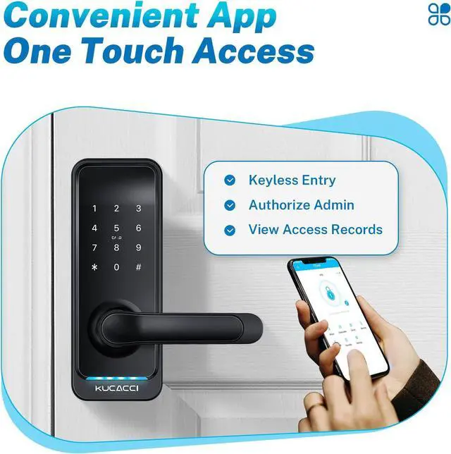 Alt view image 3 of 7 - KUCACCI Keyless Entry Door Lock, Smart Door Lock Door Knob with Keypad Door Lock with Handle, Smart Lock Front Door Lock Security, Smart Door Handle, Bedroom Door Lock, Electronic Code Door Lock