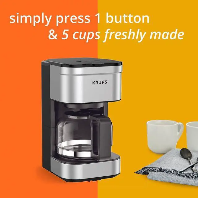 Alt view image 2 of 7 - KRUPS Simply Brew Compact Filter Drip Coffee Maker, 5-Cup, Silver